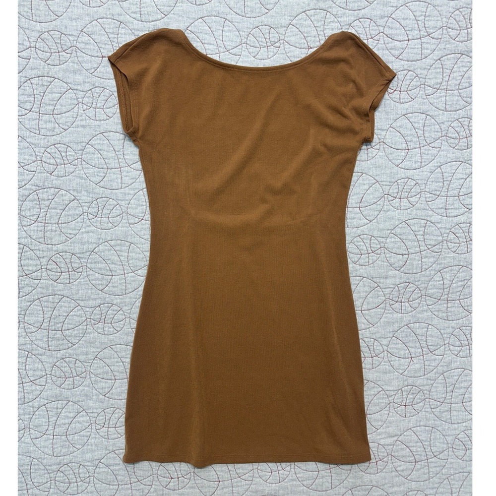 Free People FP Beach Rosalie Dress Brown Knit Mini Low Back T-Shirt Dress Small